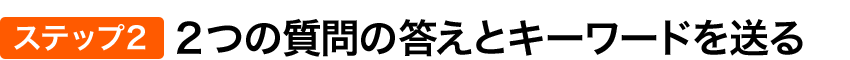 ステップ2 2つの質問の答えとキーワードを送る