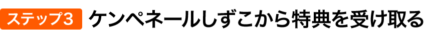 ステップ3 ケンペネールしずこから特典を受け取る